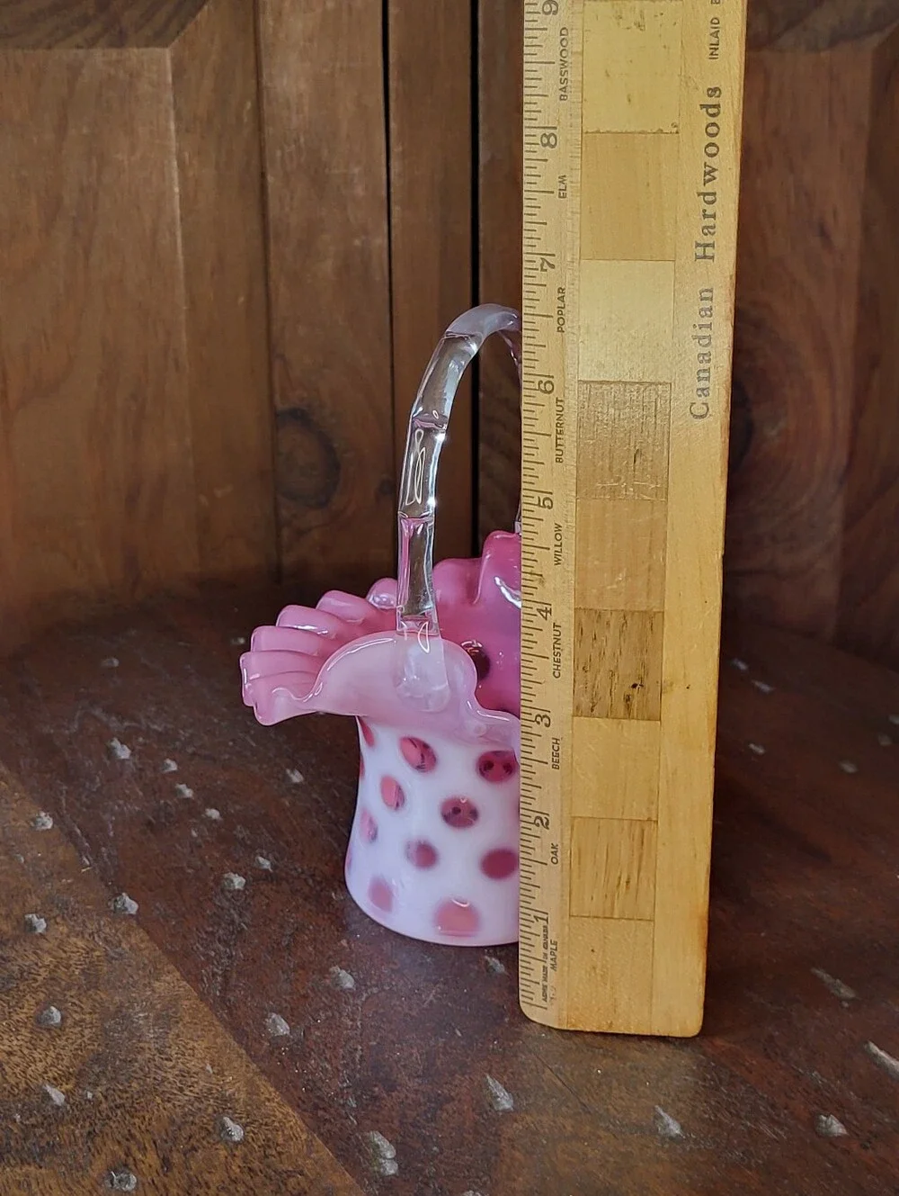 Pink Polka Glass Basket